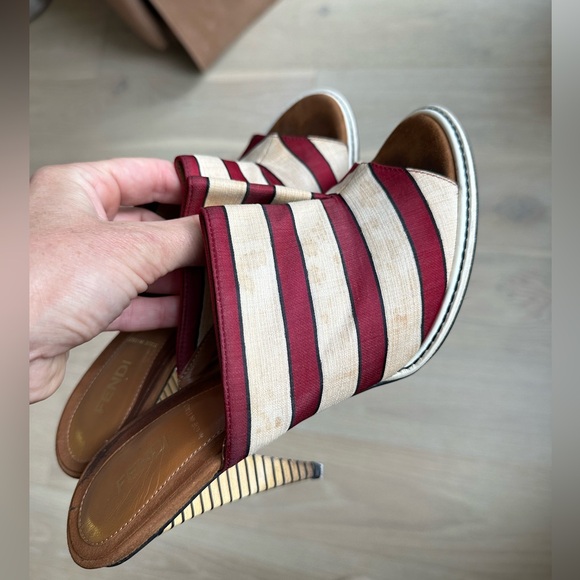 Fendi Striped Satin Mules / Heels IT 39 / US 9 - Picture 14 of 16
